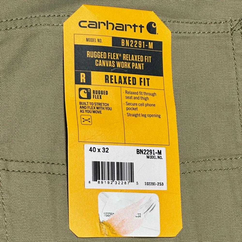 NEW Carhartt Rugged Flex Canvas Work Pants Mens 40x32 Relaxed Fit Tan BN2291-M